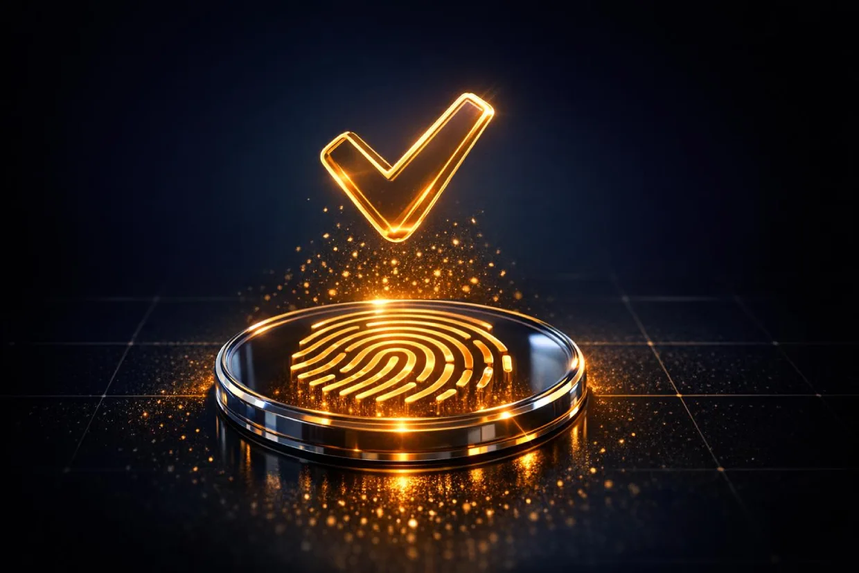 Biometric Laser247 login authentication with fingerprint and verification check